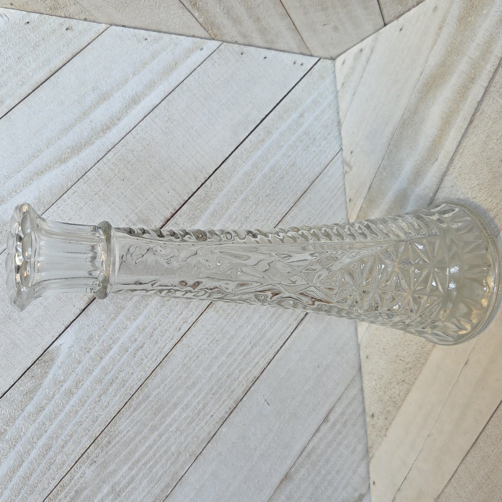 Vintage Clear Milk Glass Style Flower Vase